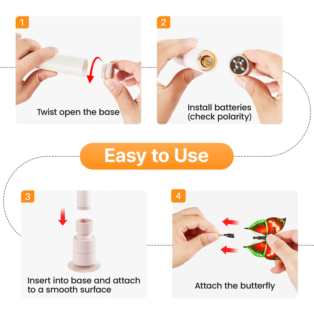 Potaroma Spinning Butterfly Cat Toy Wand – Electric Interactive Cat Teaser with Suction Cup