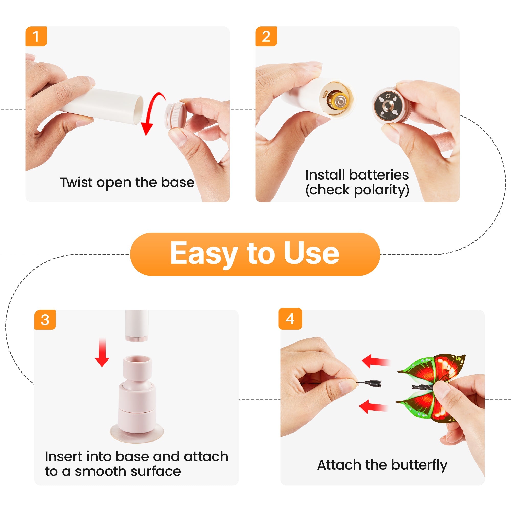 Potaroma Spinning Butterfly Cat Toy Wand – Electric Interactive Cat Teaser with Suction Cup
