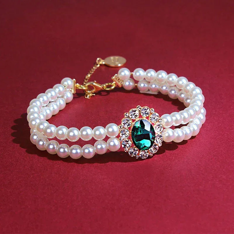 Retro Gemstone Cat Collar Accessory