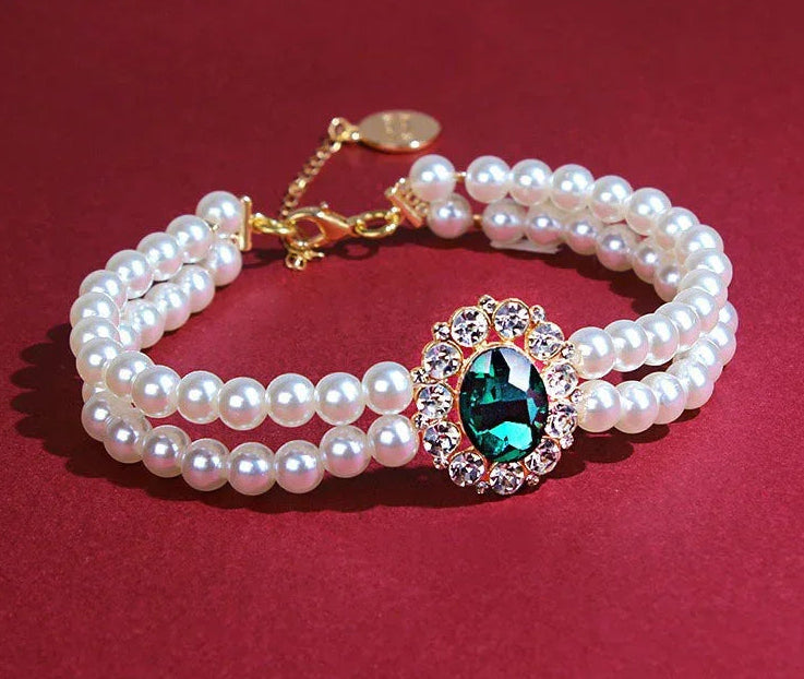 Retro Gemstone Cat Collar Accessory