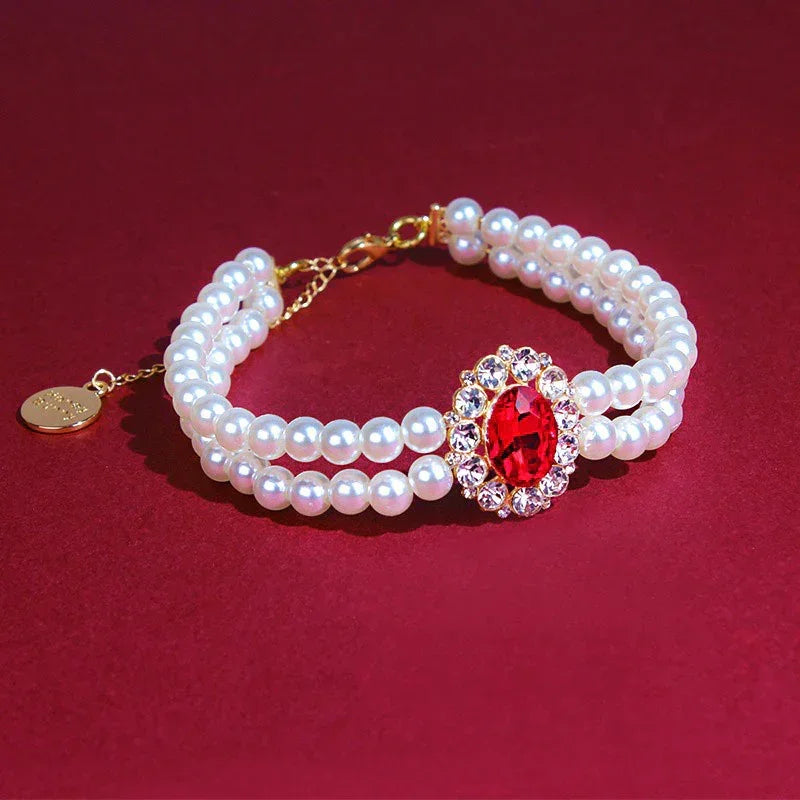 Retro Gemstone Cat Collar Accessory