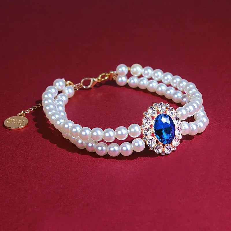 Retro Gemstone Cat Collar Accessory