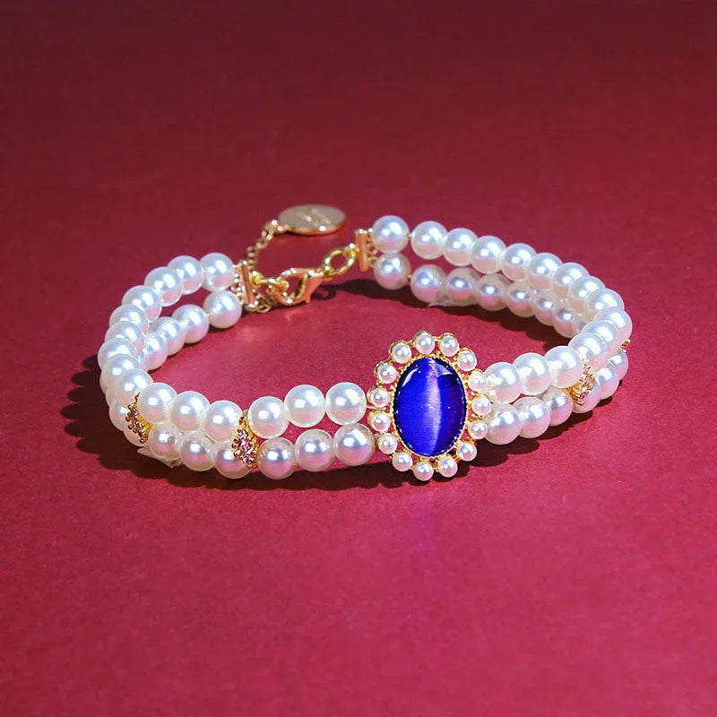Retro Gemstone Cat Collar Accessory